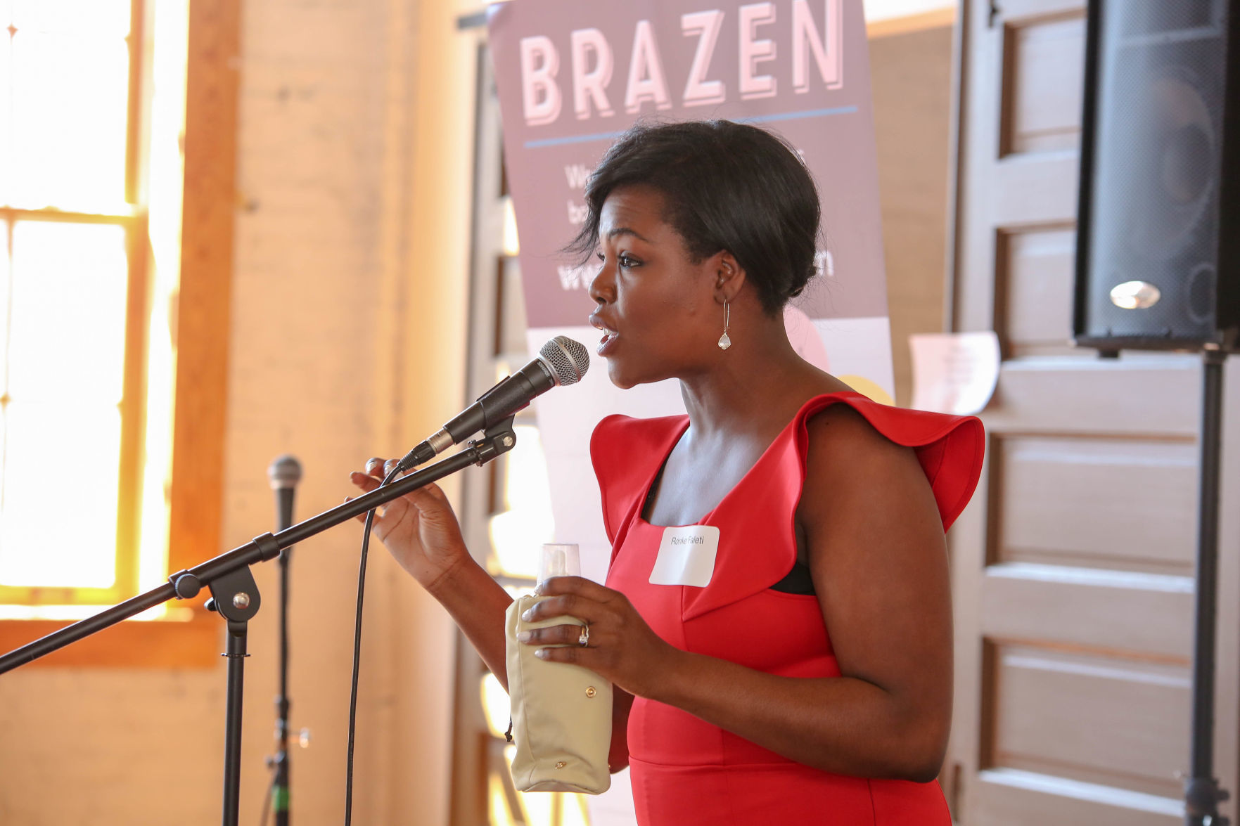 BrazenSTL member Ronke Faleti of Korede pitches at the Be Seen Brunch Celebrating Women Entrepreneurs of Color March 3.jpg